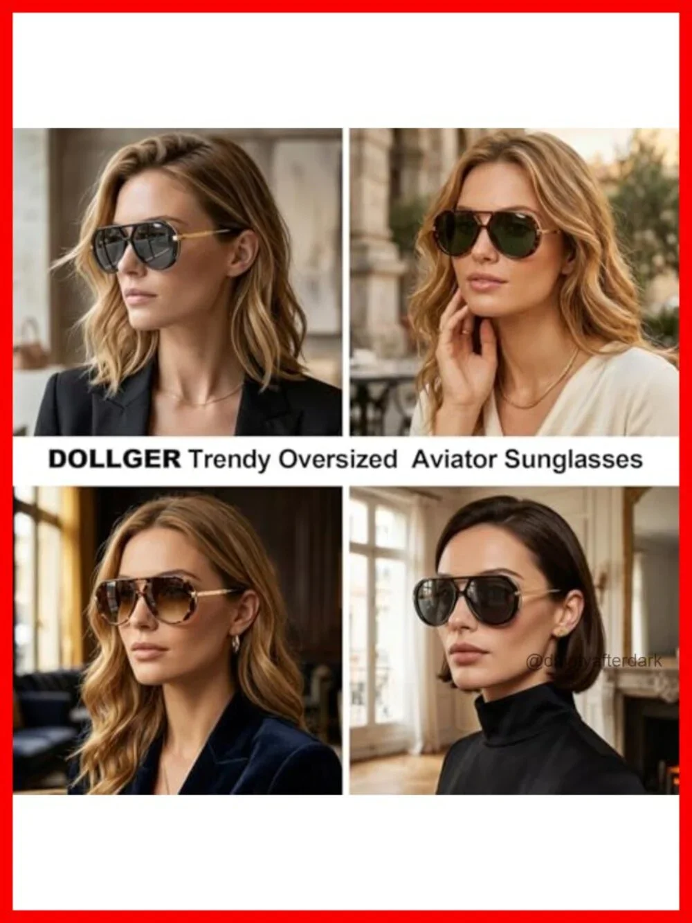 Oversized Aviator Sunglasses Retro Vintage UV400 Protection Women Men